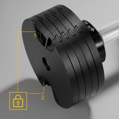 Rebel Active justerbar håndvægt 36 kg – støbejern, 2 kg trin