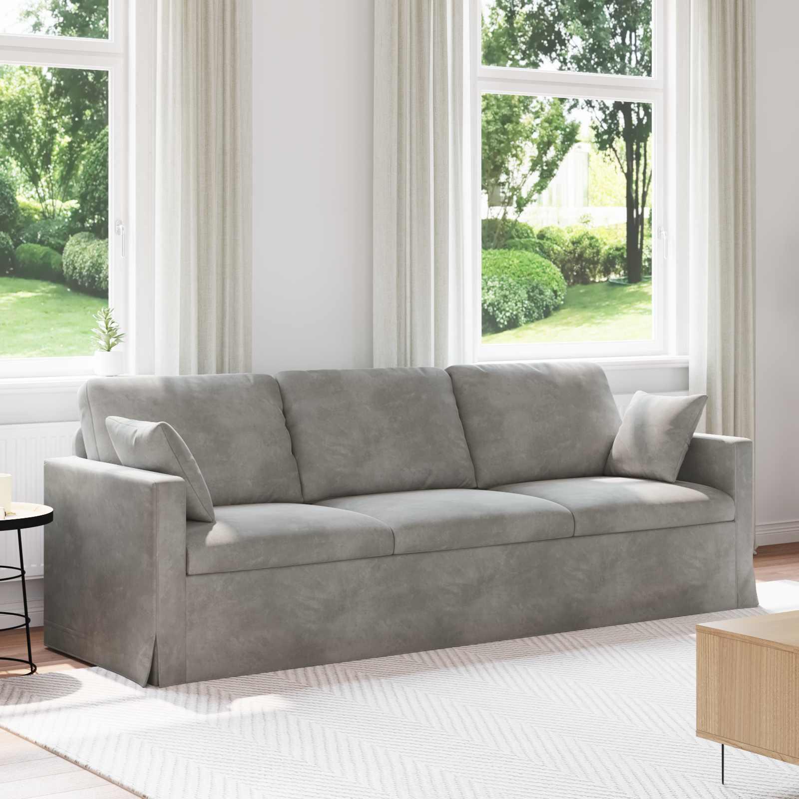 Sofa Lysegrå 228 x 78 x 80 cm Fløjl