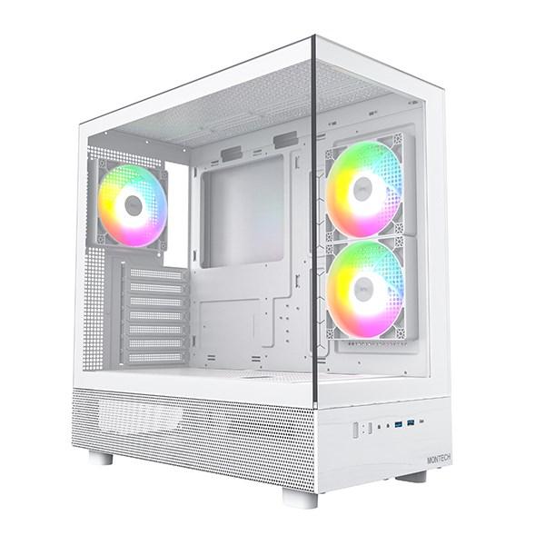 Montech XR midi-tower PC-kabinet, hærdet glas - hvid billede