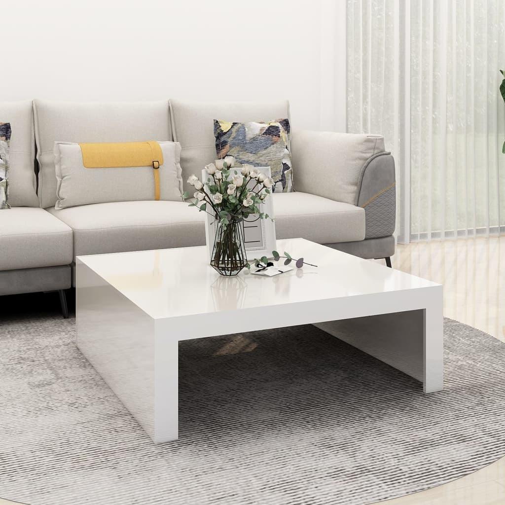 Sofabord 100x100x35 cm spånplade hvid højglans