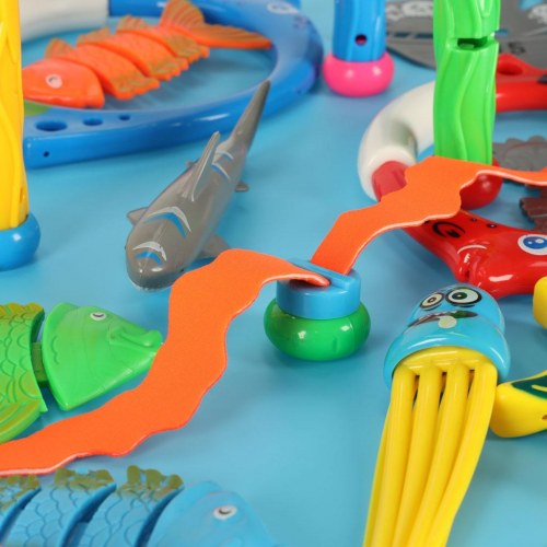 Sæt med 27 dykkelegetøj til pool – fisk, hajer og ringe