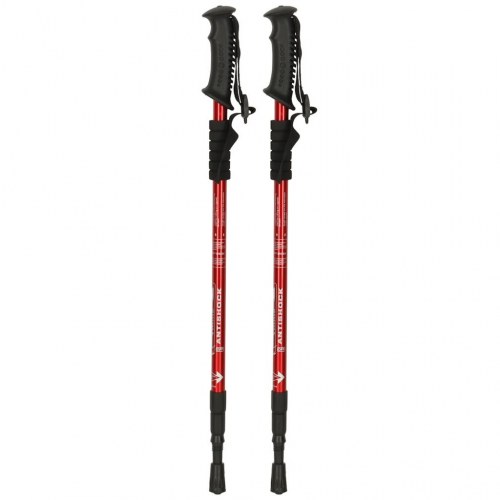 Foldbare vandrestave til nordic walking – 2 stk., rød (65–135 cm)