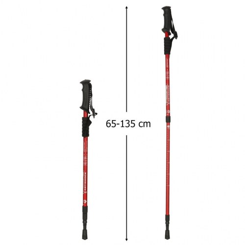 Foldbare vandrestave til nordic walking – 2 stk., rød (65–135 cm)