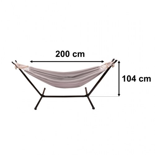 Hængekøje med stativ til 2 personer – stærk model 200 cm, inkl. taske – sort/grå