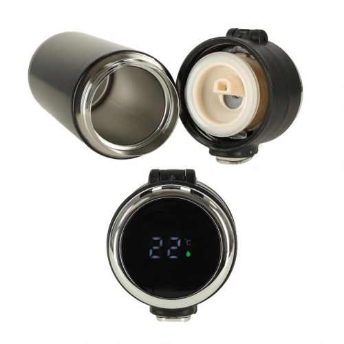 Termokrus med LED-temperatur og drikketud - 420 ml, sort