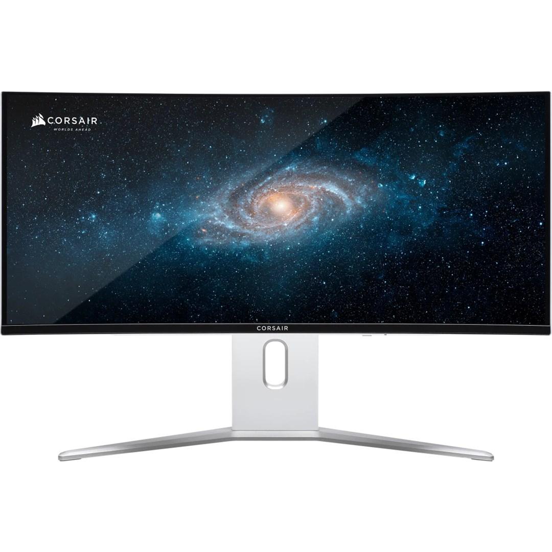 Corsair Xeneon 34WQHD240-C 34" buet QD‑OLED gaming‑skærm - 3440 × 1440, 240 Hz, hvid billede