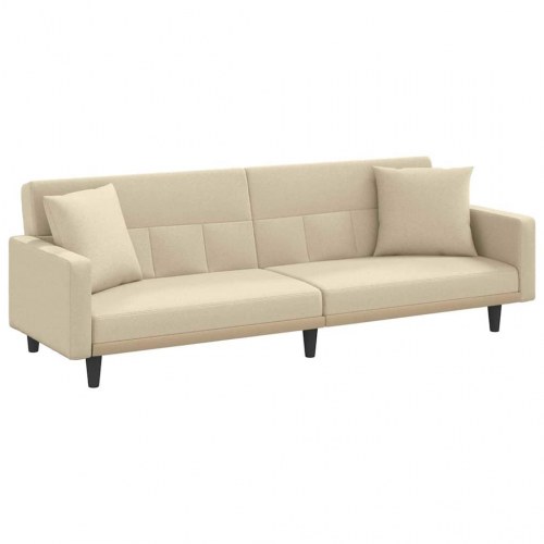 Sovesofa med 2 hynder i stof - cremefarvet