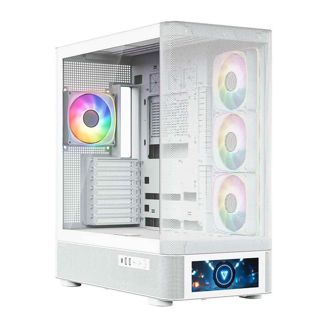 MODECOM Volcano AQ500 ARGB Midi - hvid ATX PC-kabinet