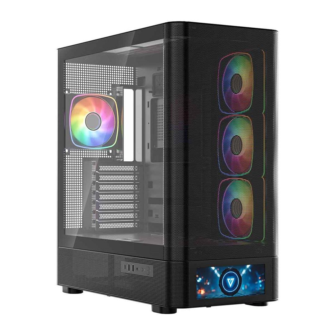 MODECOM Volcano AQ500 ARGB midi-tower - sort PC kabinet