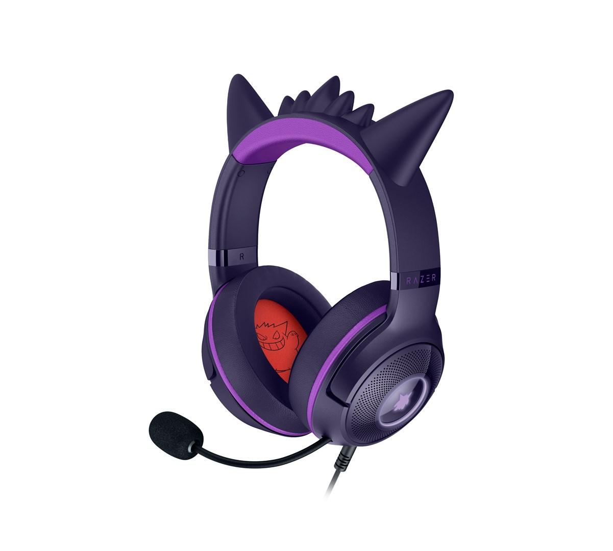 Razer Kraken Kitty V2 - Pokémon Gengar Edition gaming headset med katteører, kablet USB Type‑A - Pink billede
