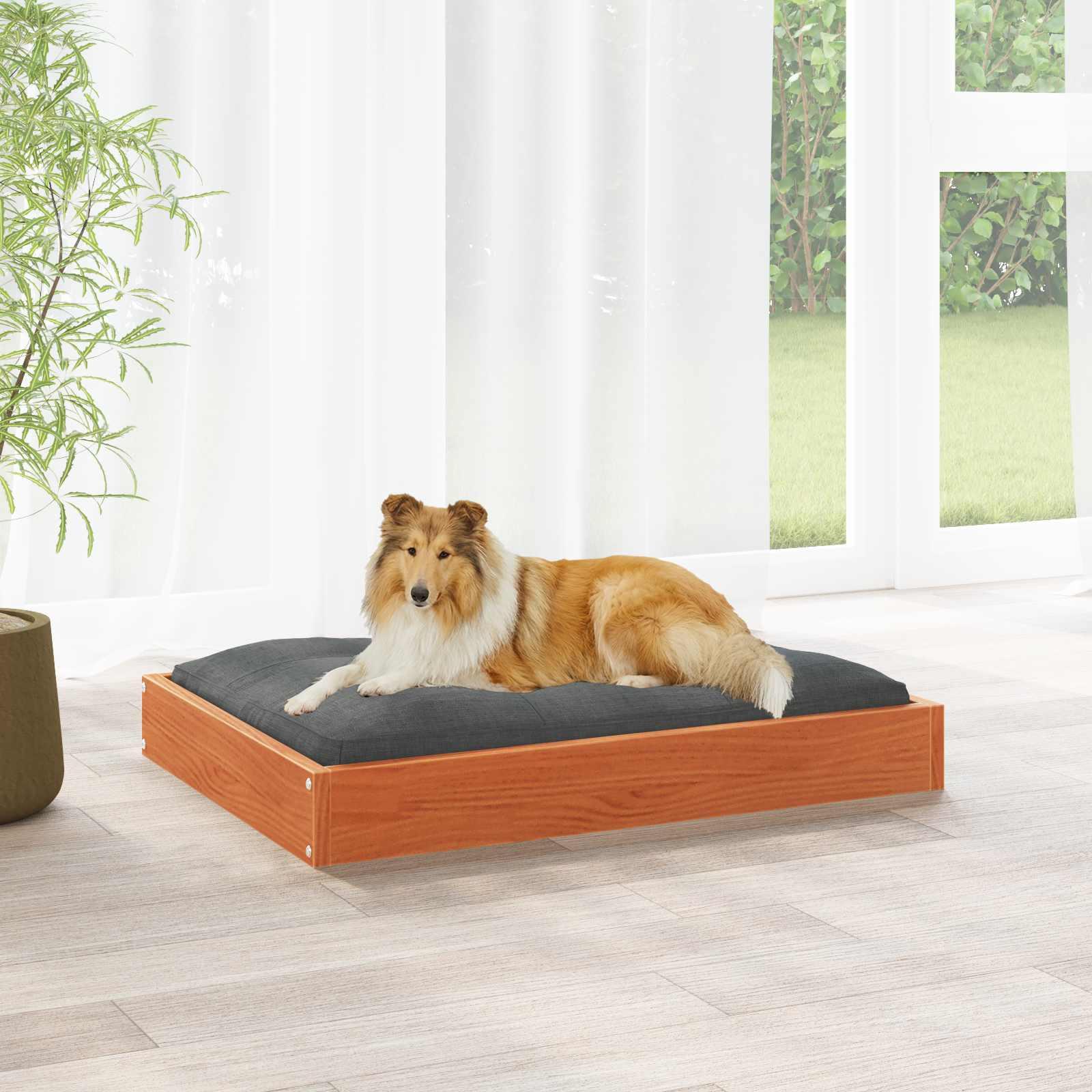 Hundeseng Voks brun 101,5 x 74 x 9 cm Massivt fyrretræ