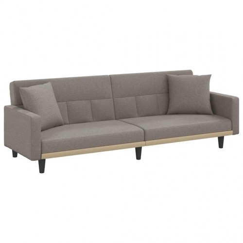 Sovesofa med 2 hynder i stof - gråbrun