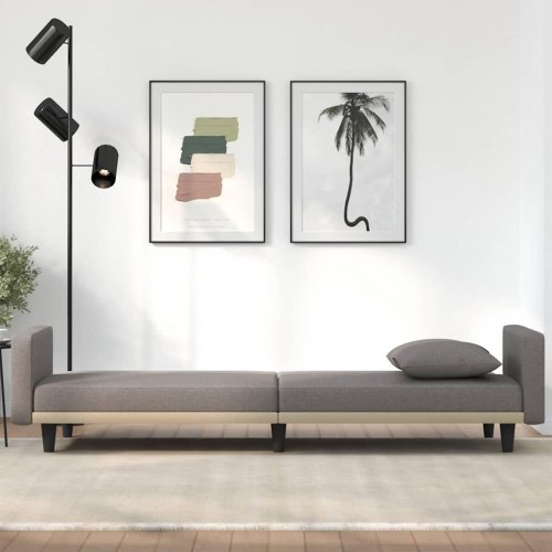 Sovesofa med 2 hynder i stof - gråbrun