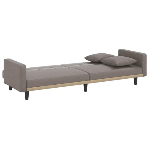 Sovesofa med 2 hynder i stof - gråbrun