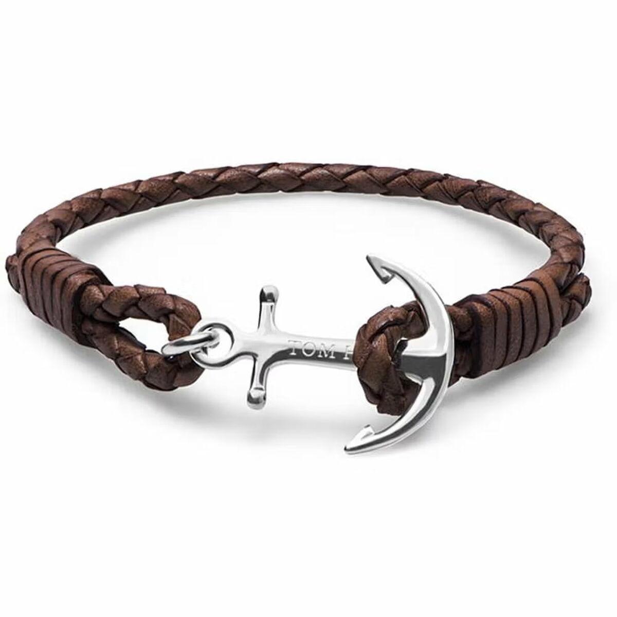 Tom Hope HAVANA armbånd til mænd - brun læder, Sterling sølv 925 (18-19,5 cm)