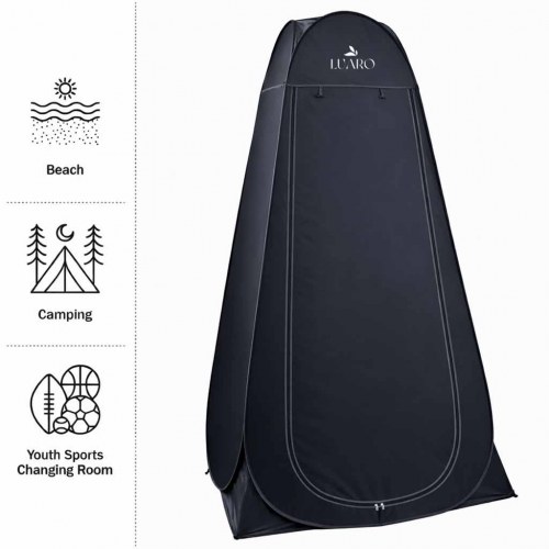 Pop-up omklædnings- og brusekabine – bærbart privat telt, sort 110×110×180 cm