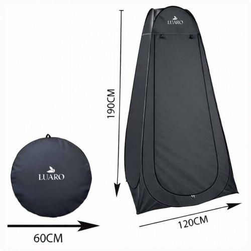 Pop-up omklædnings- og brusekabine – bærbart privat telt, sort 110×110×180 cm