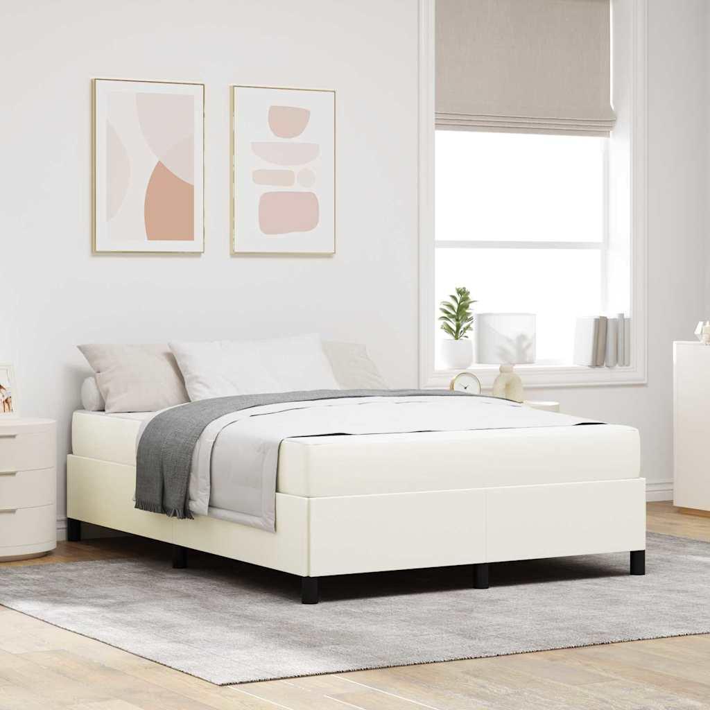 Sengestel med madras Creme 160 x 200 cm Stof