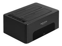 DeLOCK 2‑bås HDD/SSD dockingstation - SATA 6 Gb/s, USB 3.0 - sort billede