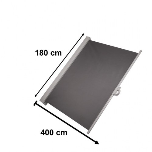 Sidelæskærm til terrasse – udtrækkelig 180 × 400 cm, grå