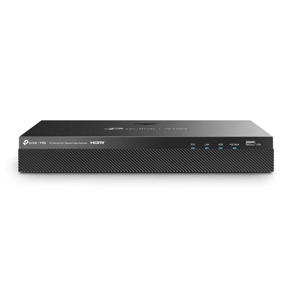 TP-Link VIGI NVR2016H-16P, 16 kanaler, 3840 x 2160 pixel, 16 kanaler, 720p, 1080p, HDMI Output Resolution: 1 Channel, Resolution: 1280x720/60Hz, 1280x1024/60Hz, 1440x900/60Hz,..., G.711 A-law, G.711 µ-law, G.726