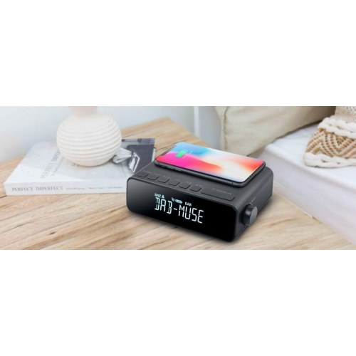 Muse M-175DBI DAB+/FM clockradio med trådløs opladning - Sort