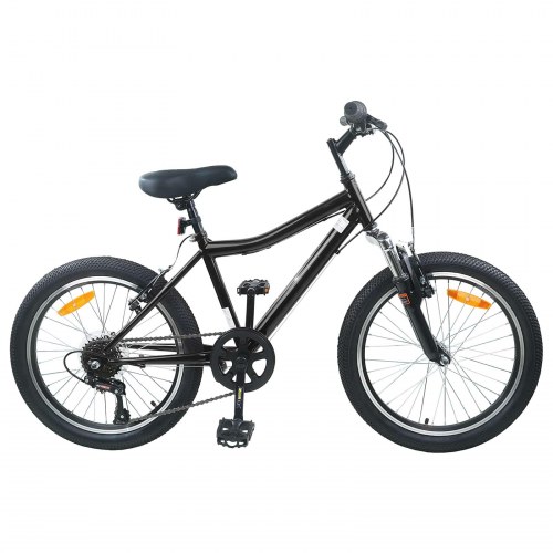 Børnecykel 20 tommer 6-Speed til børn i alderen 6-11 år Sort