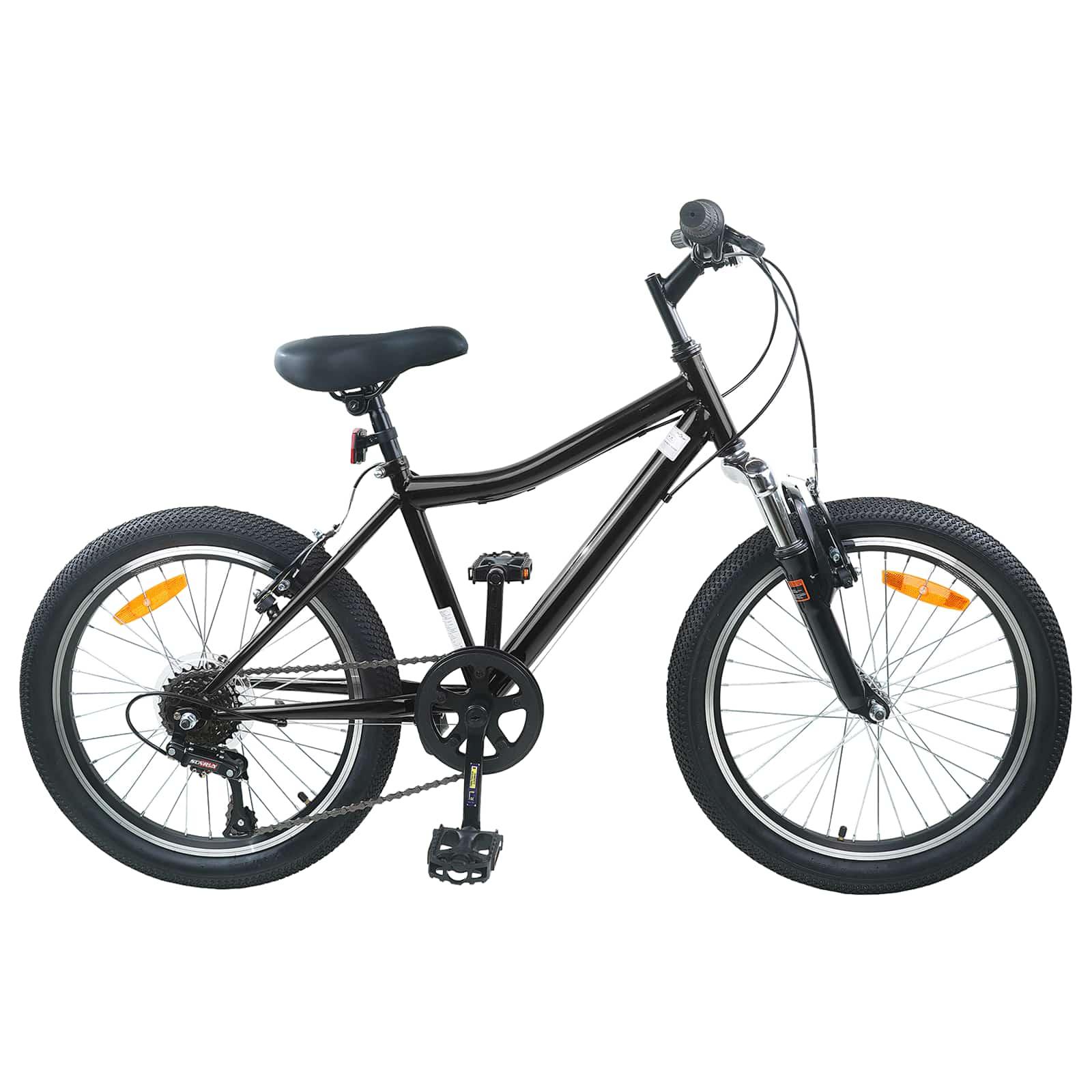 Børnecykel 20 tommer 6-Speed til børn i alderen 6-11 år Sort