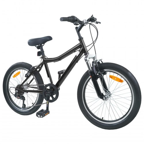 Børnecykel 20 tommer 6-Speed til børn i alderen 6-11 år Sort