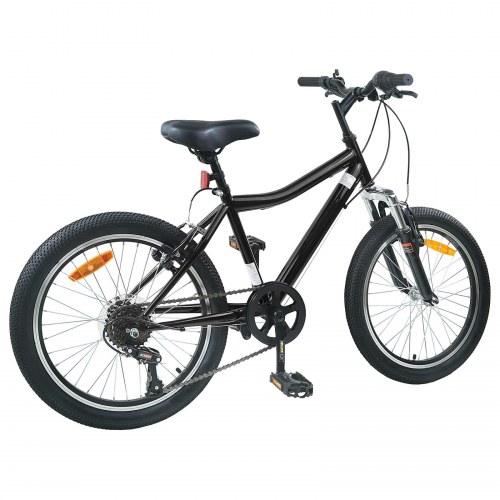 Børnecykel 20 tommer 6-Speed til børn i alderen 6-11 år Sort