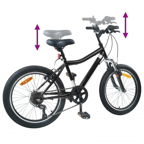 Børnecykel 20 tommer 6-Speed til børn i alderen 6-11 år Sort
