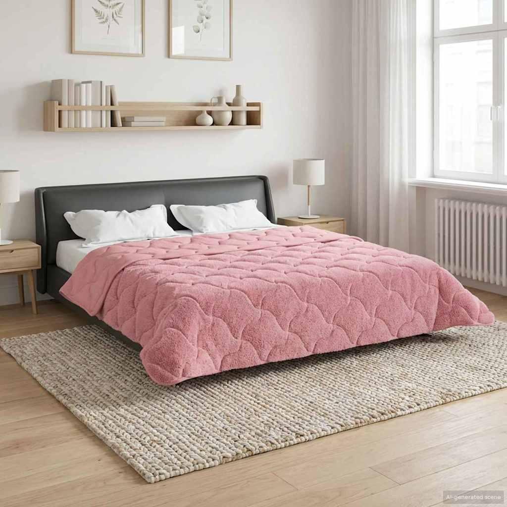 Vinter Dyne 220 X 240 Cm Mikrofiber Og Teddy Fleece - Lyserød / 240 x 220 cm