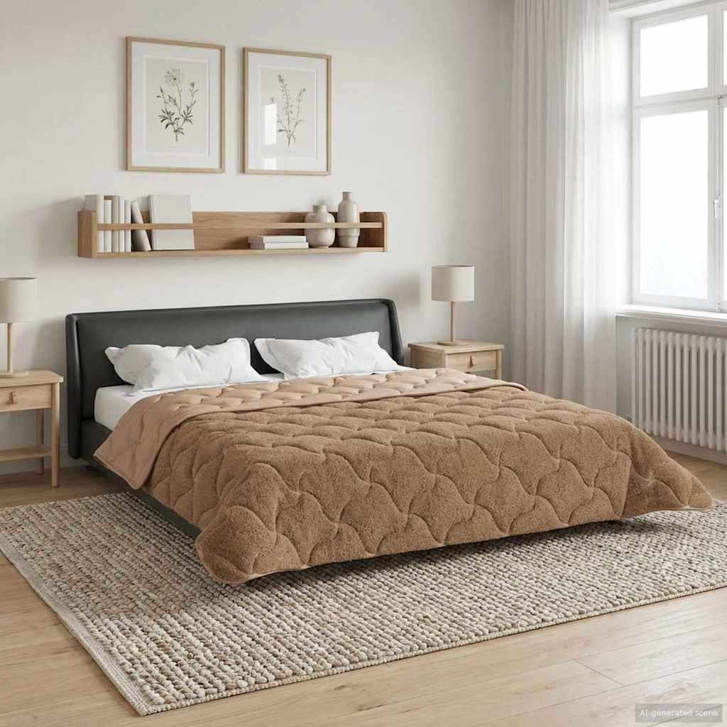 Helårs Dyne Mikrofiber Og Teddy Fleece - Gråbrun / 200 x 240 cm