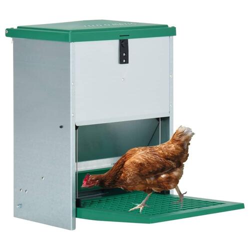 Automatisk foderautomat til fjerkræ 12 kg med trædeplade
