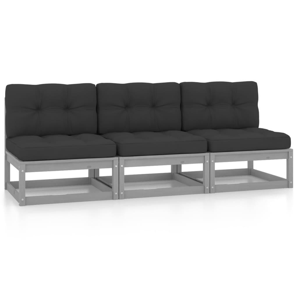 3-personers Sofa Med Hynder Massivt Fyrretræ