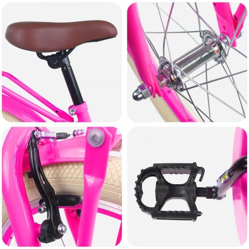 Børnecykel 20 tommer til børn i alderen 6-11 år Mørk pink