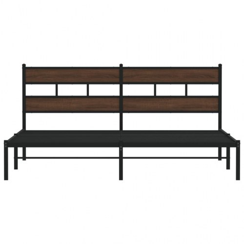 Sengeramme med sengegavl 200x200 cm - brunt eg