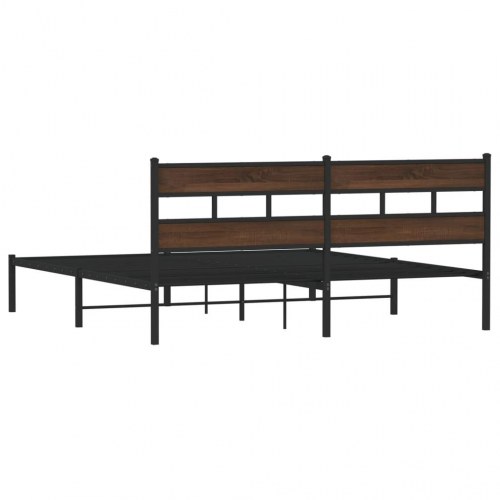 Sengeramme med sengegavl 200x200 cm - brunt eg