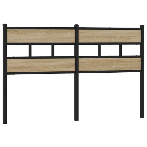 Sengegavl 135 cm i jern og konstrueret træ - sort/sonoma-eg