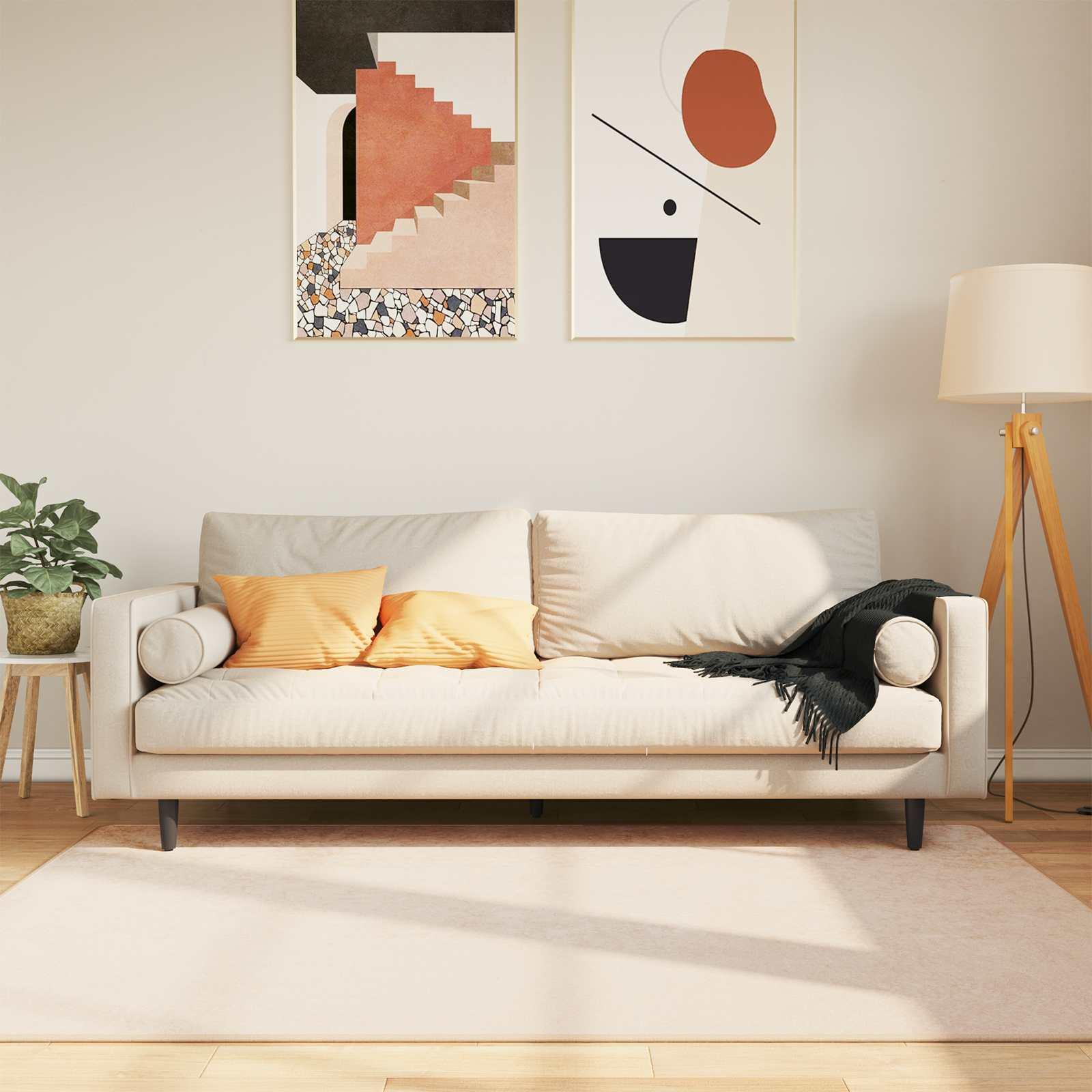 Tæppe Print Creme 170 x 120 cm Polyester og PVC