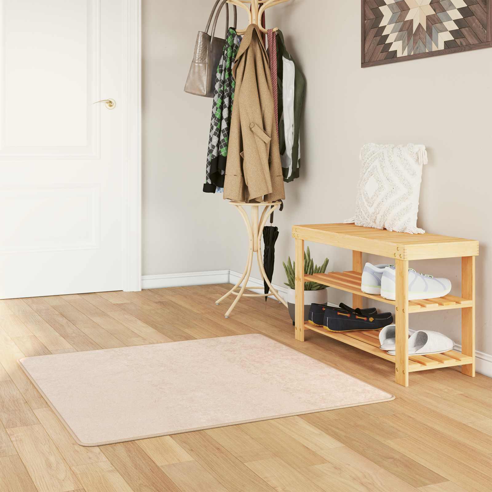 Tæppe Print Creme 100 x 100 cm Polyester og PVC