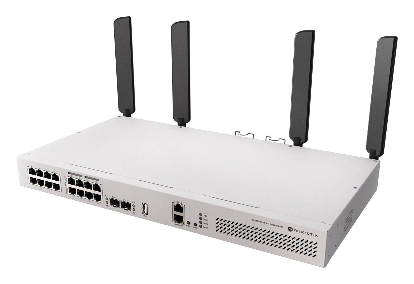 MikroTik CRS418-8P-8G-2S+5axQ2axQ-RM - 16‑ports L2/L3 PoE switch/router billede