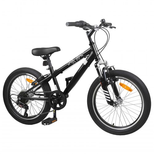 Kids Mountain Bike 24 tommer 6-Speed til 8-12 år Sort