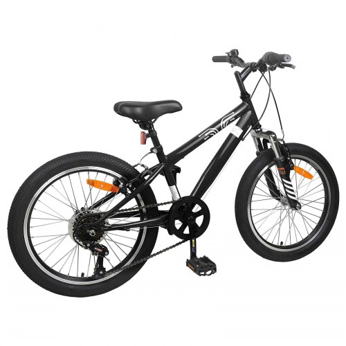Kids Mountain Bike 24 tommer 6-Speed til 8-12 år Sort
