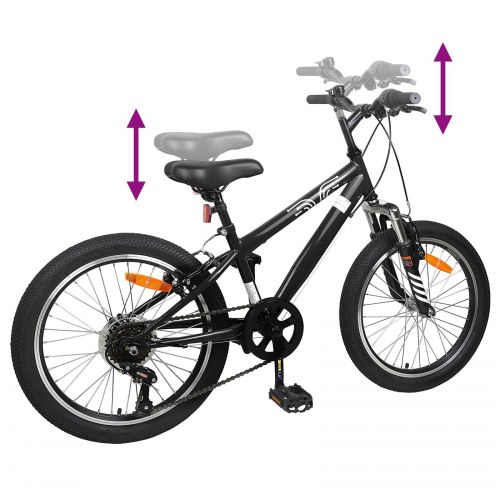 Kids Mountain Bike 24 tommer 6-Speed til 8-12 år Sort