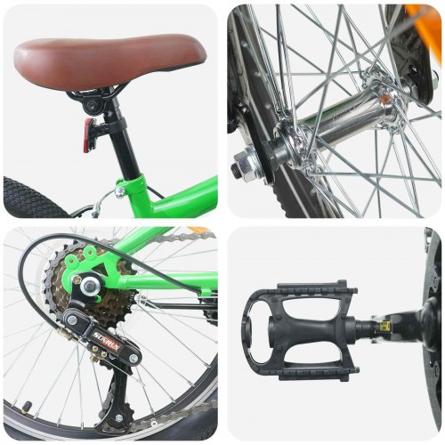 Kids Mountain Bike 24 tommer 6-Speed til 8-12 år Grøn