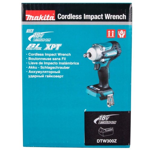 Makita DTW300Z slagnøgle 18 V - 1/2" fyrkant, 3.200 o/min, sort/blå