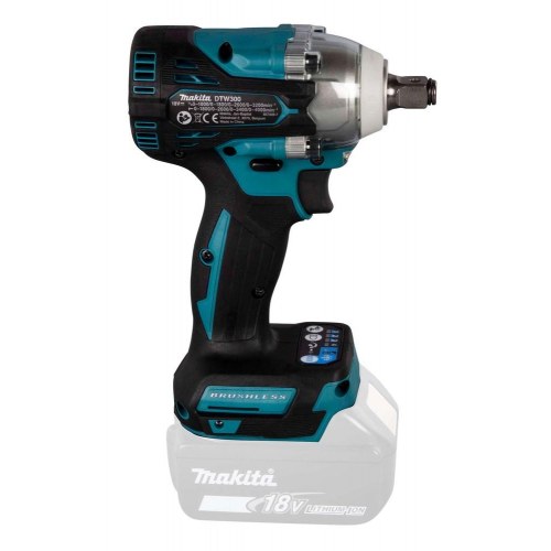 Makita DTW300Z slagnøgle 18 V - 1/2" fyrkant, 3.200 o/min, sort/blå