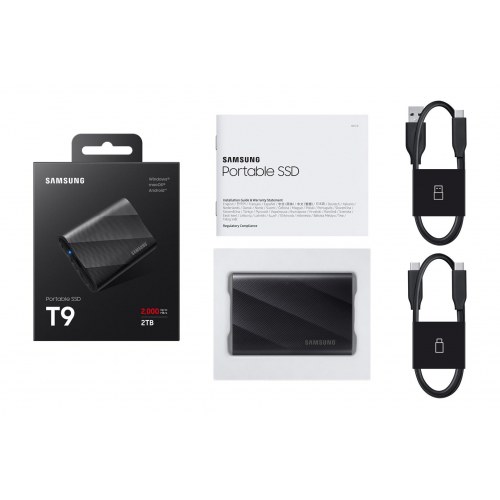 Samsung T9 bærbar SSD 2 TB - USB-C USB 3.2 Gen 2x2 (sort)