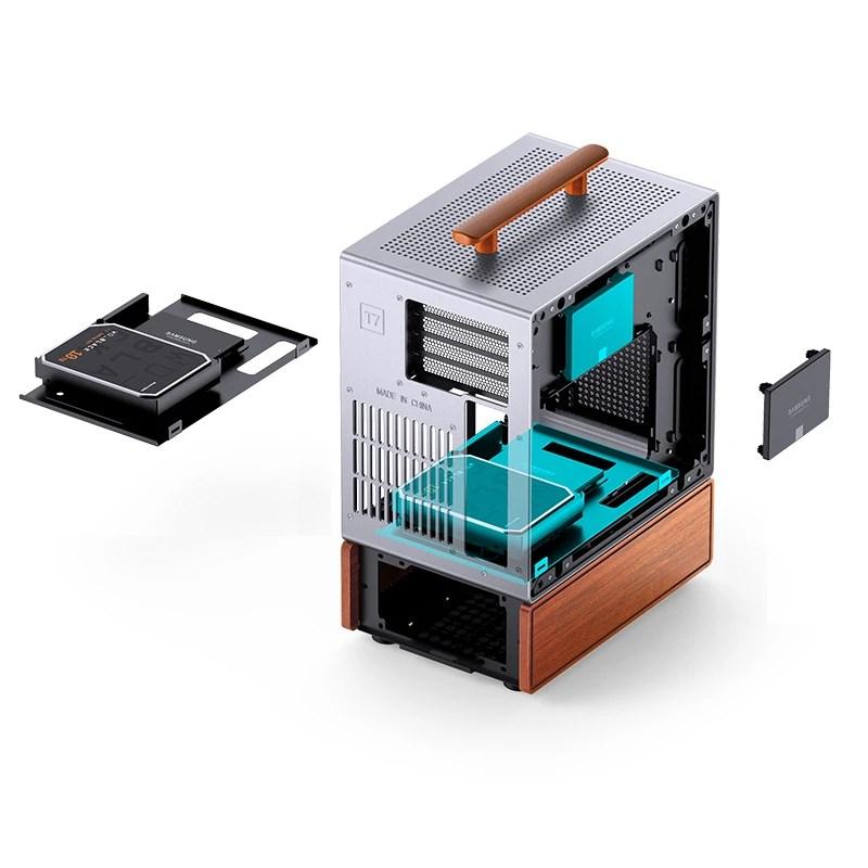 Jonsbo T7 midi tower PC-kabinet - træ/sølv billede
